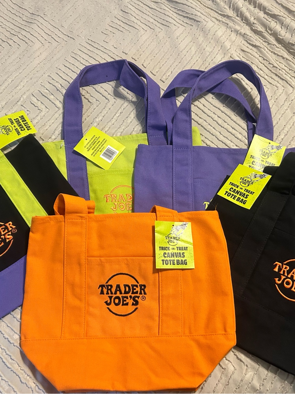 Canvas Tote Bag - Orange, Black, Purple, Lime
